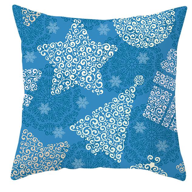 New Blue Snowflake Pillow Cover Winter Christmas Snowman Cushion Cover