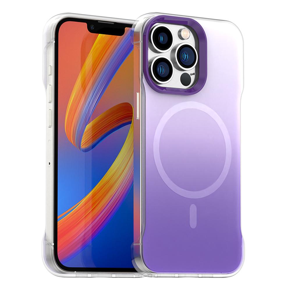 For iPhone 13 Pro Max Magnetic Case Gradient Design Borderless IMD TPU+PC+PET Phone Cover