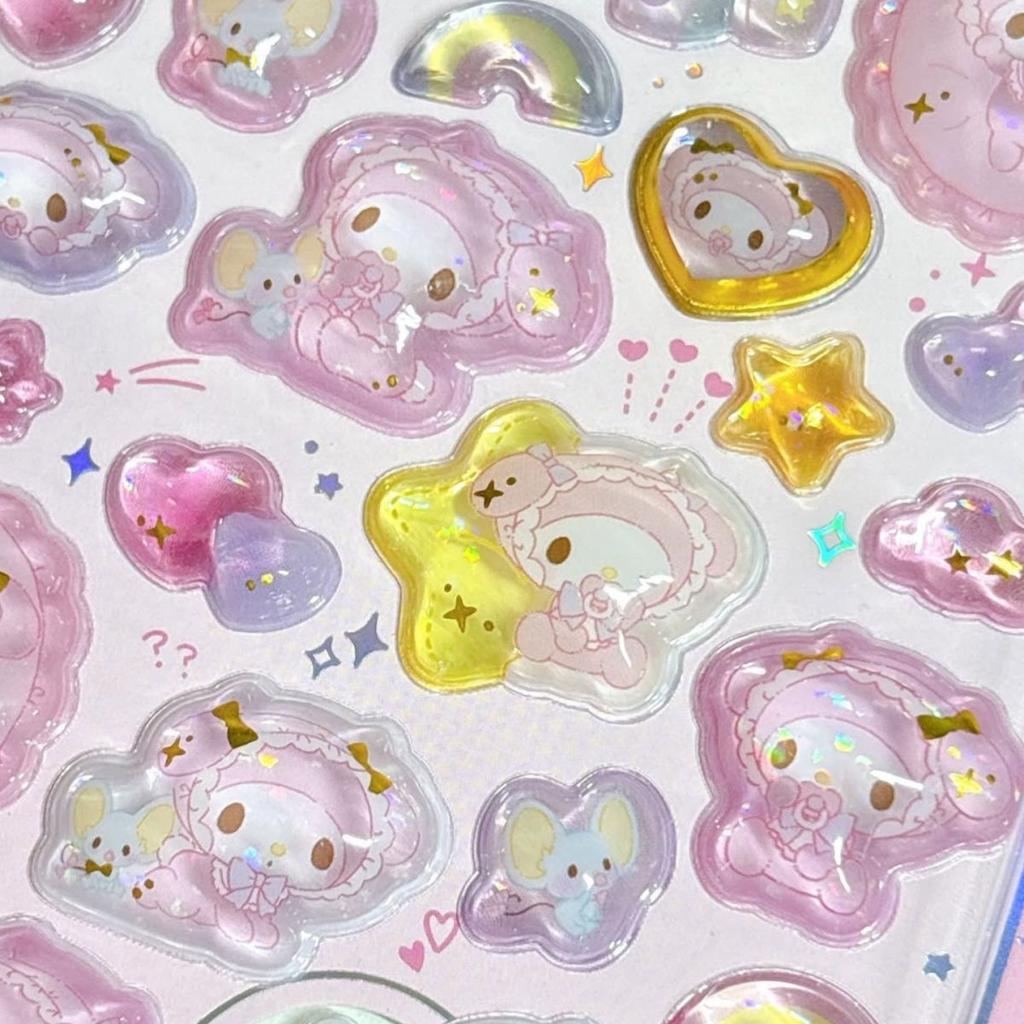 New Product Hot Stamping Crystal Relief Sticker Kulomi Melody Jade Guigou Solid Three-Dimensional Sticker