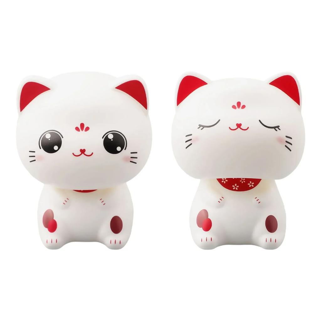 Solar Powered Automatic Nodding Cat Ornament for Home and Car Decoration Cute Cat Figurine Brings Good Luck and Happiness