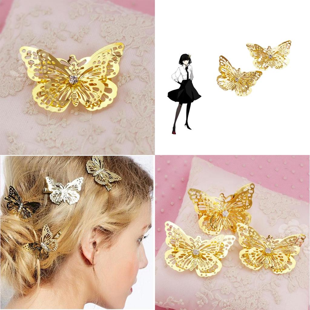 Elegant Women's Golden Butterfly Headband Hair Clip From Bungo Stray Dogs Akiko Yosano