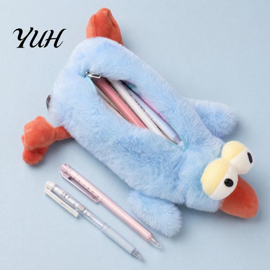 Bird Shaped Pencil Case Plush Case, Creative Fluffy Bag, Cute Shape Three-dimensional Stationery Storage Funny Expression Pen Pouch for Students