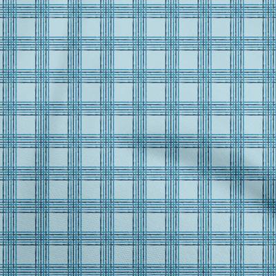 Cotton Flex Hellblau Stoff Karo Kleid Material Stoff Druck Stoff Meterware 40 Zoll