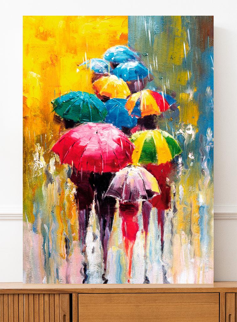 Plakat abstrakcja kolorowe parasole