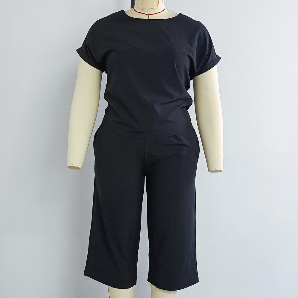 Summer Women's T-shirt Wide-legged Pants Suit Fashion Loose Large Size Sports Suit Pantsuit