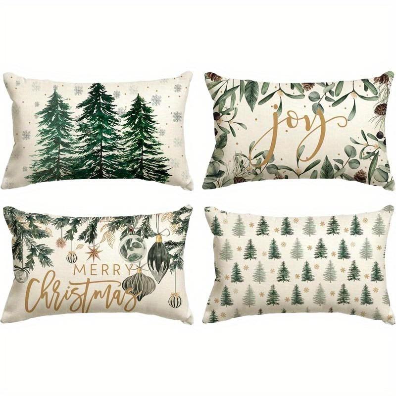1PCS Christmas Themed Pillowcases: Joyful Pine Trees & Festive Decor Sofa bed cushion cover, New Year home decoration