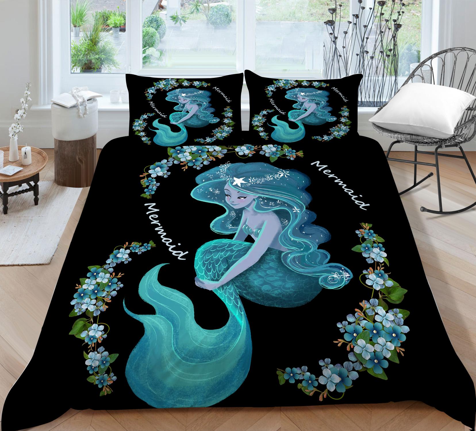 

Комплект постельного белья для спальни, постельное белье с русалкой, пододеяльник, наволочка, двуспальная кровать, полный размер, удобное украшение для дома Baby 100x135cm