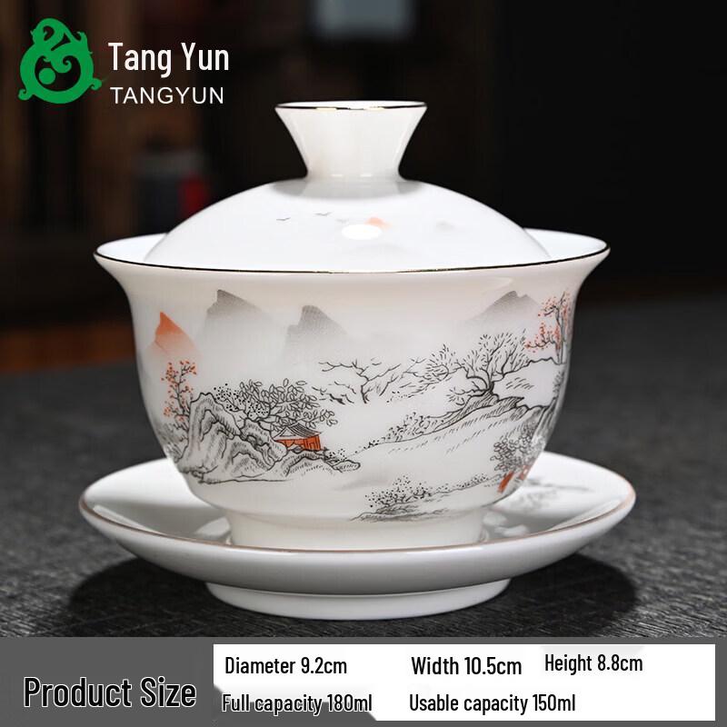 Mutton Fat Jade White Porcelain Gaiwan Tea Cup