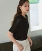 Deuloupisumeon Curly Collar Cotton Short Sleeve Knit [Black]
