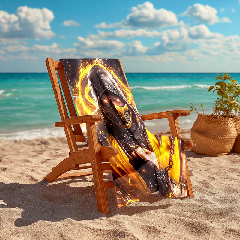 1pc Mortal Kombat4 Beach Towel, Comfortable and Thick, and Swimming/Bath/Picnic/Camping Towel, Suitable for Seaside Beaches