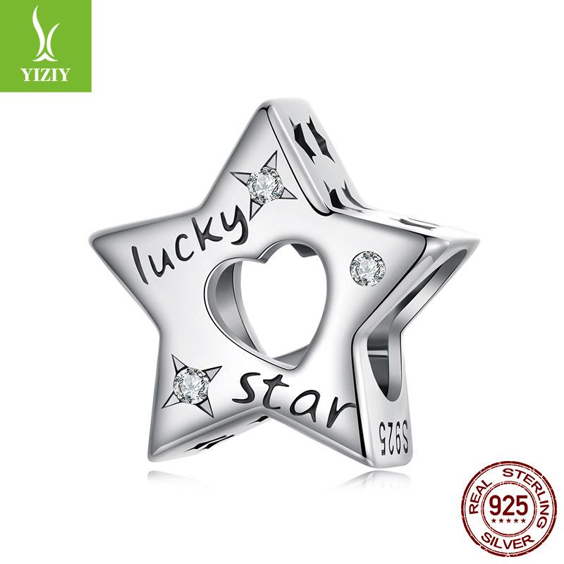 925 Silver Lucky Star Beads, Pendant Diy Bracelet Lucky Pendant Accessories Beads Charm