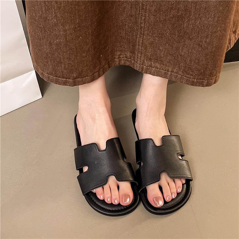 

Cool slippers women s summer outer wear 2025 new thick-soled casual non-slip beach sandals lazy fashion one-character slippers 42 світло-жовтого кольору