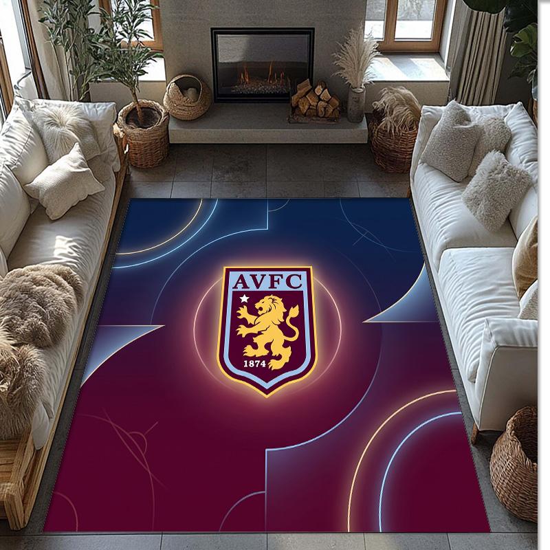 Tappeto in Velluto di Cristallo con Stampa Calcio Aston Villa, Comodo Assorbente d'Acqua Antiscivolo Tappeto per Pavimenti Interni