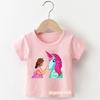 Nuova T-shirt Nastasja Girl Calda e Popolare, alla Moda Stampa Cartoon Estiva Rosa per Bambine