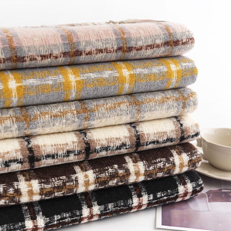 checkerboard scarf women's winter commuting cold protection neck scarf medium and long thermal shawl scarf women