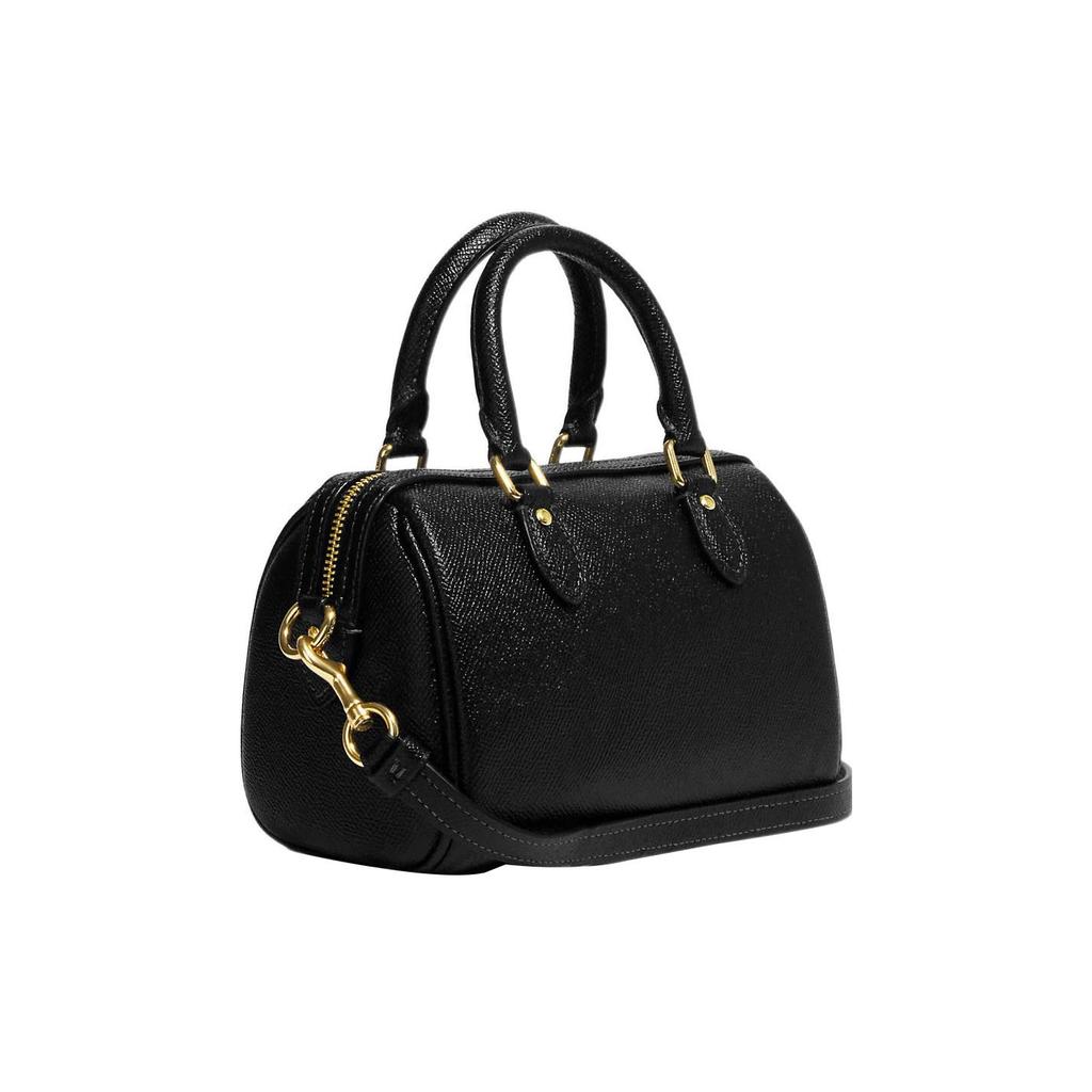 Coach Rowan 18 Zip Closure Crossgrain Leather Handheld Shoulder Crossbody Bag Small Women Bags Black CH157-IMBLK
