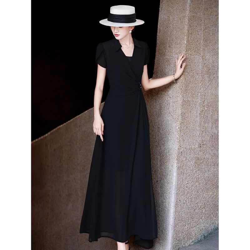 Women's French Style Chiffon Two-Piece Dress with Camisole