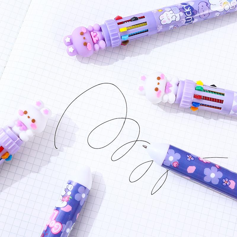 36Pcs Rabbit Theme Ten-color Ballpoint Pen, Random Mixed, Black Ink Pens, Cartoon Rabbit Series Office Stationery Gift, Easter Smooth Writing, Suitabl