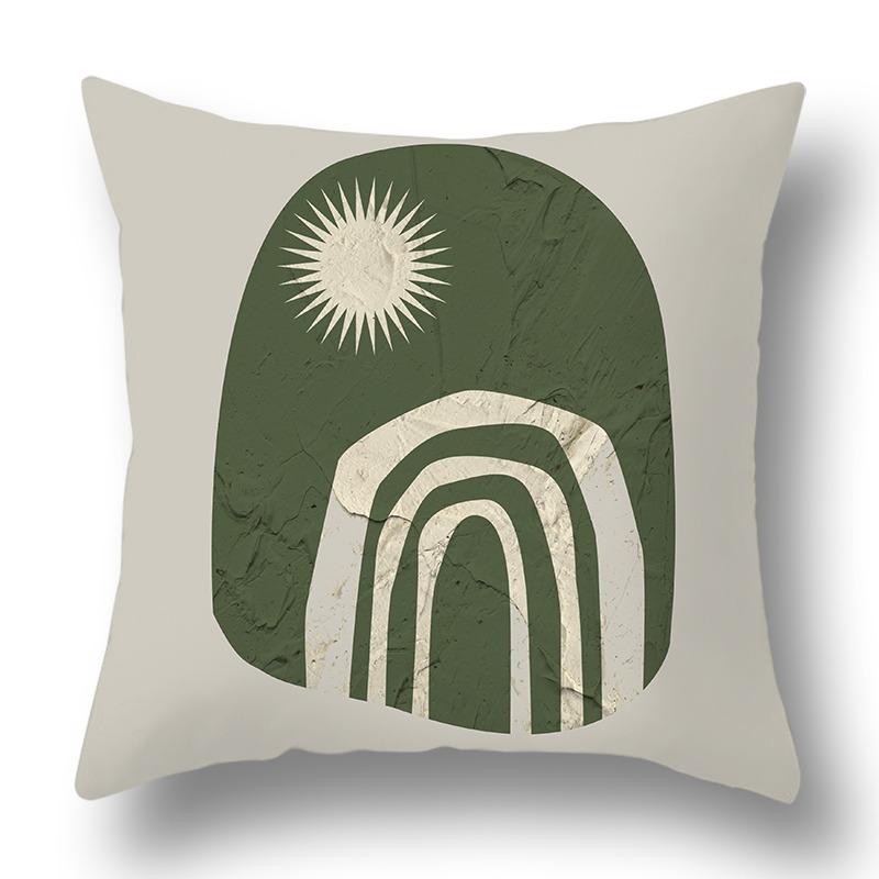 Green Geometric Art Sofa Pillowcase Dormitory Decoration Office Living Room Home Pillowcase