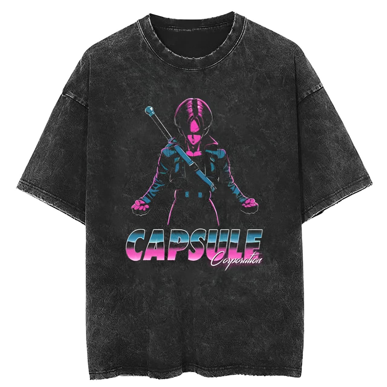 Dragon Ball Trunks T Shirt Capsule Corp Neon Men Acid Wash Oversized Anime Retro Cyberpunk Cotton Vintage Gym Graphic Top Tee M