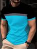 Trendy Men'S Short-Sleeve T-Shirt with a Round Neck And Striped Patchwork Design, Stylish And Comfortable for Casual Wear