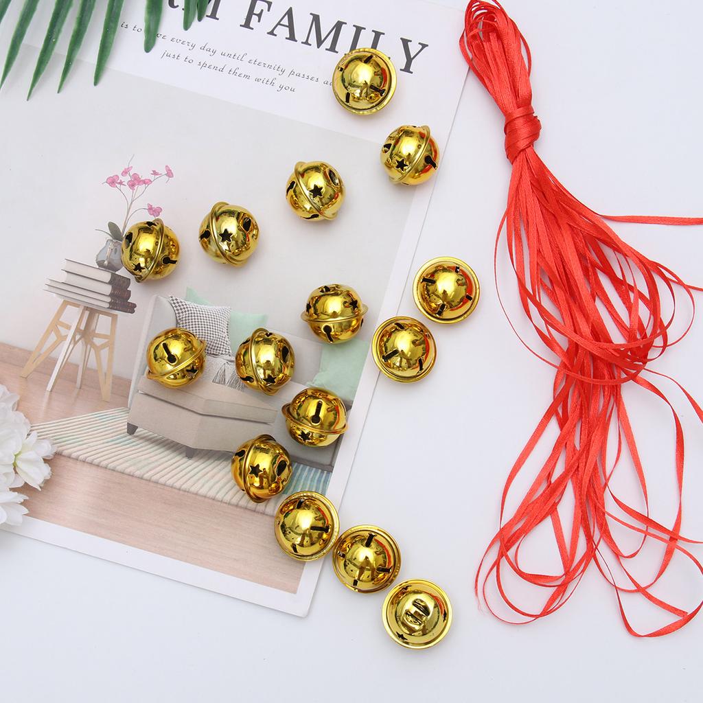 21Pcs Christmas Bell Set Five-Point Star Jingle Bells Handmade Shiny Small Bells for Wreath Tree DIY Craft Hanging Ornaments