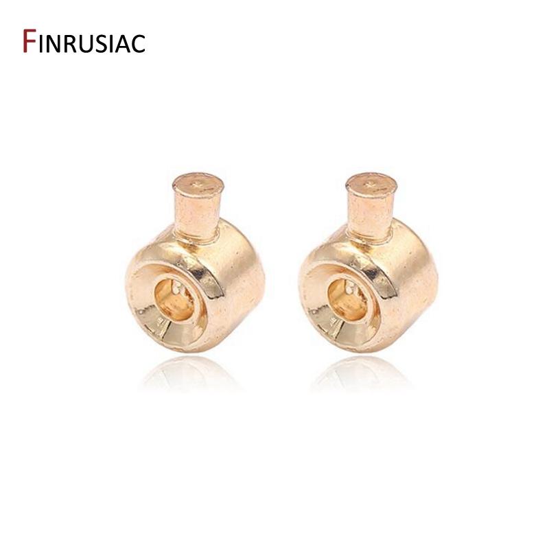 14k Gold Plated Crimp End Beads DIY Bracelet Stopper Beads Closures Lamps For Jewelry End Clip Clasps Jewelry Making Supplies