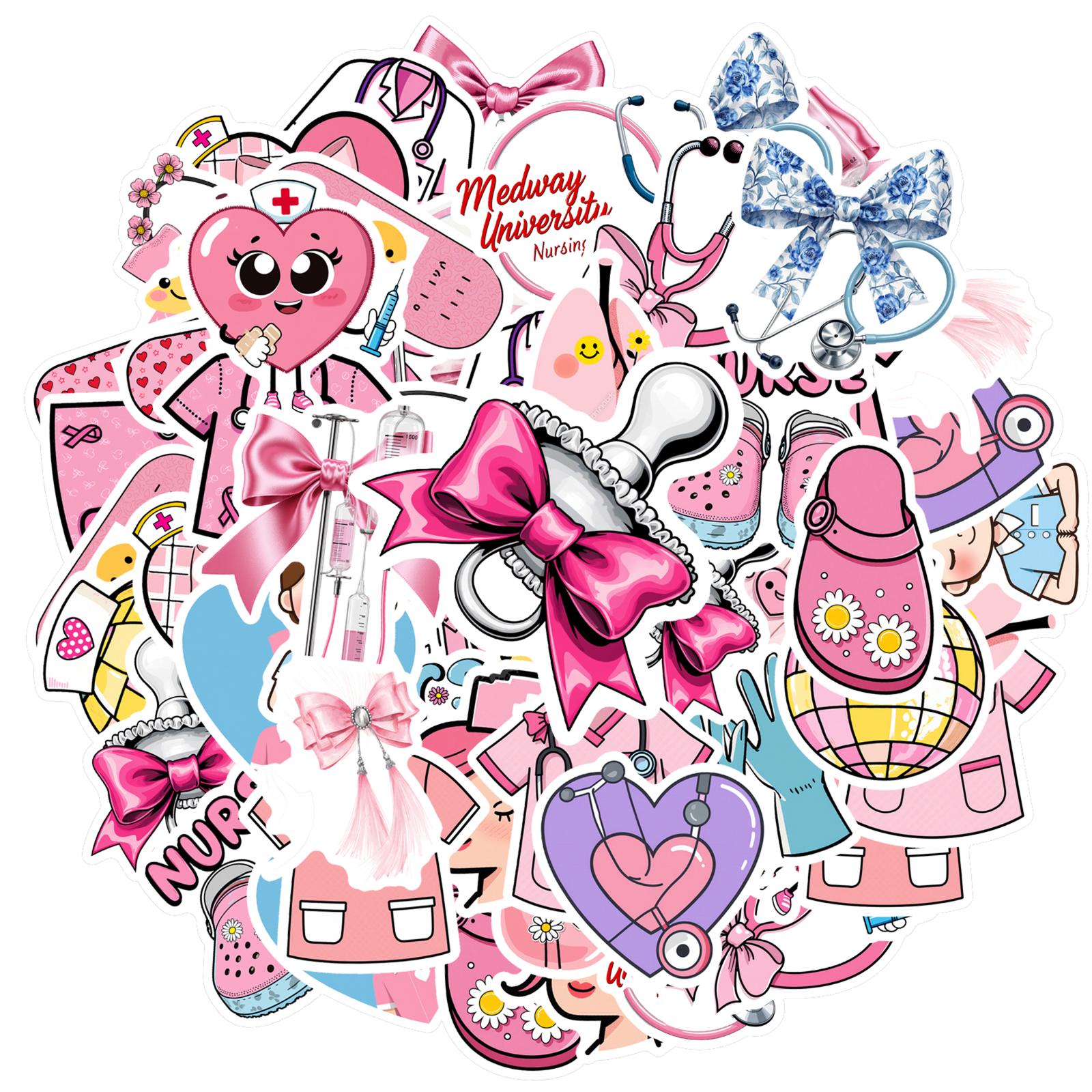 

35pcs Cartoon Cute Stickers Playful Nurse Teacher Reward Stickers Stationery Stickers For Guitar DIY Skateboard Laptop Luggage