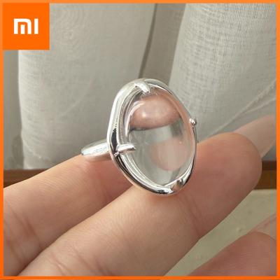 925 Sterling Silver Rings for Women Couple Minimalist Handmade Simple Transparent Ring Fine Jewelry Gift Prevent Allergy