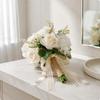 European Style Bridal Handheld Floral Arrangement Realistic Appearance Champagne White Flower