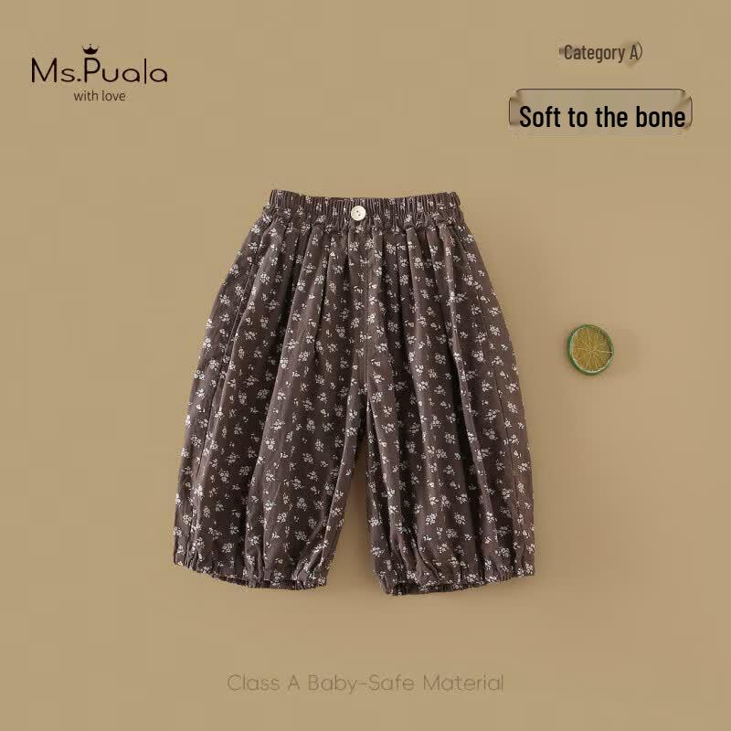 MS.PUALA Baby Girl Floral Cropped Anti-Mosquito Pants 80