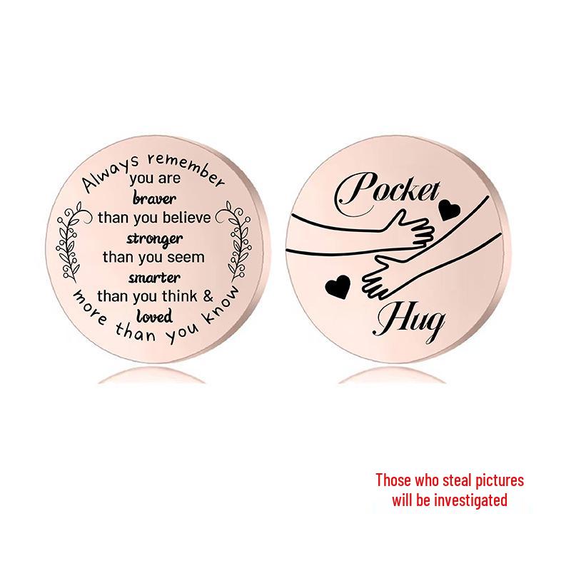 Lucky Charm Motivational Coin: Engravable Stainless Steel Couple & Family Gift Ornament.
