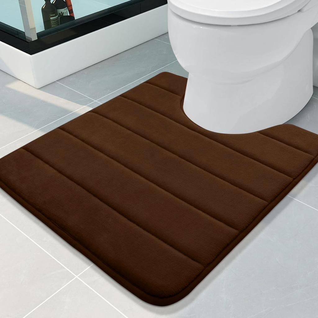 U-Shaped Bath Toilet Mat Anti-slip Memory Foam Rug Soft Comfortable Absorbent Bathroom Shower Mats for Bath Toilet Floor Rug