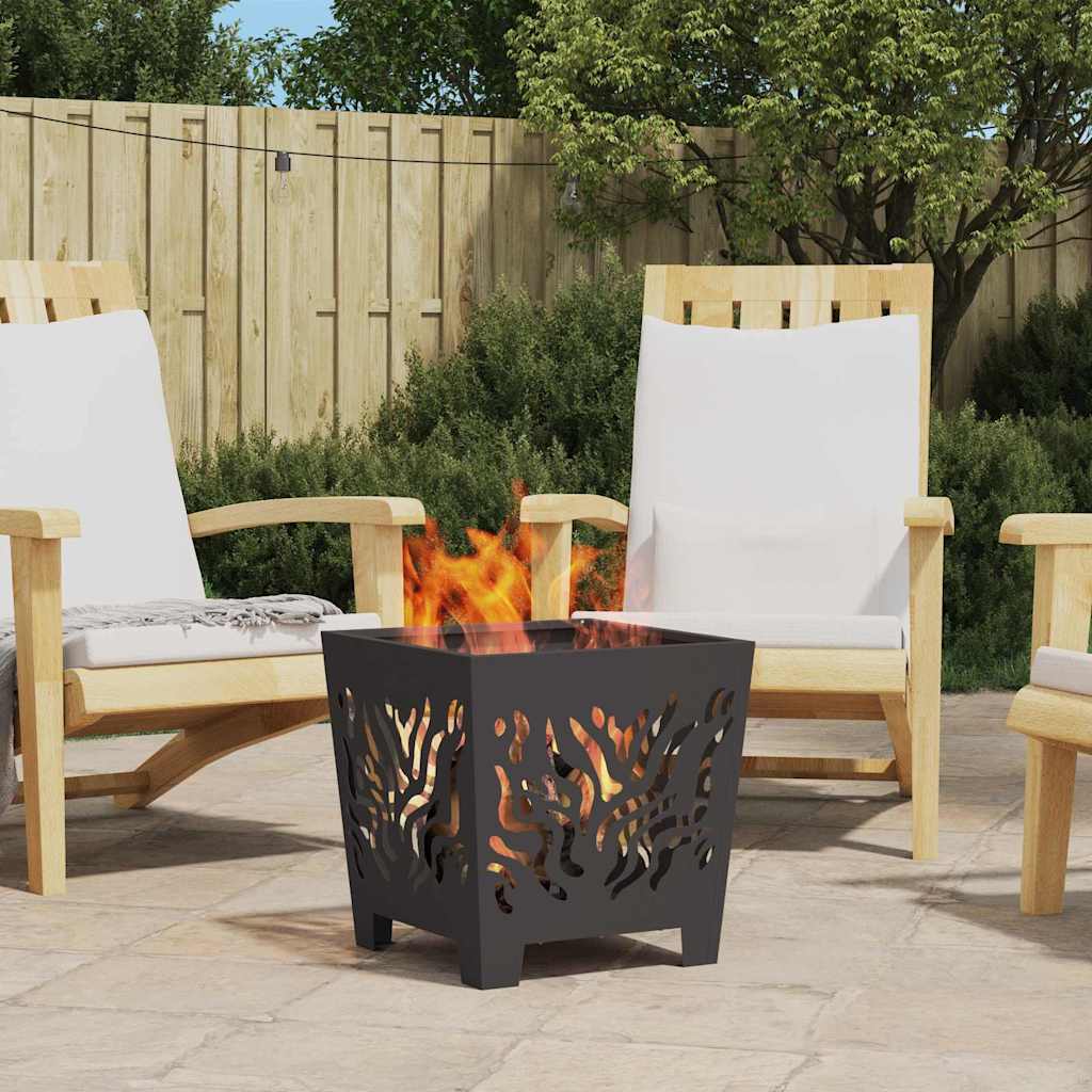 Fire Pit Black 40 X 40 X 40 Cm Steel