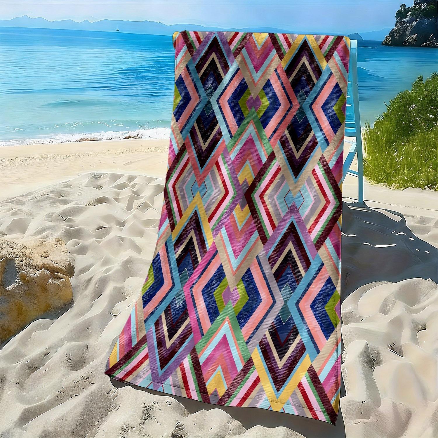 

Bohemian-style geometric patterns polyester microfiber beach towel is highly absorbent, suitable for swimming and beach outings W40*H60(CM)