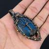 Tree Of Life Blue Chalcedony Gemstone Pure Copper Wire Wrapped Handmade Pendant Jewelry