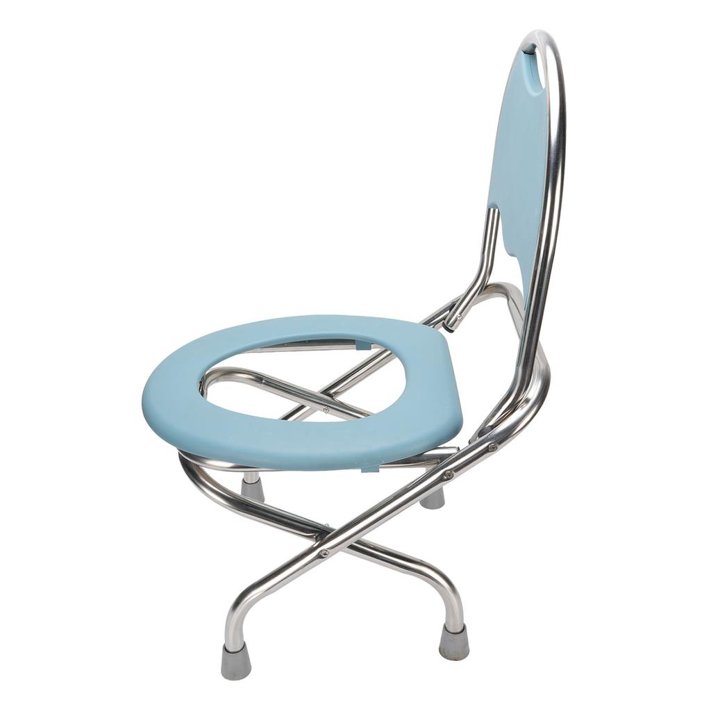 Foldable Toilet Chair Stainless Steel Toilet Nonslip Commode Chair with Backboard for Adults 42cm / 16.54in