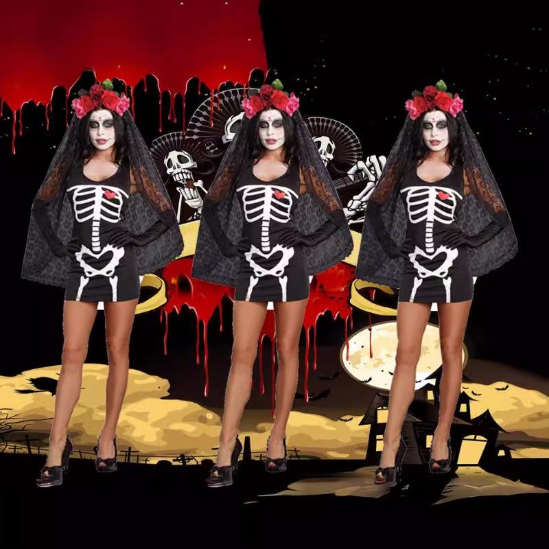 Skull costume, grimace zombie costume, vampire bride Halloween cosplay costume, sex uniform Halloween costume