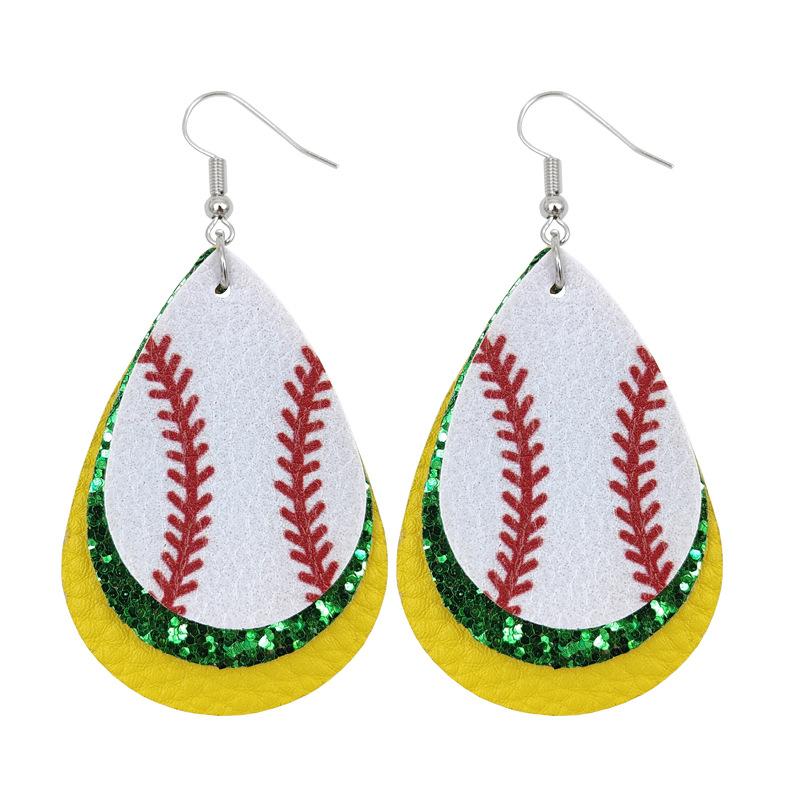 American Sports Baseball Leather Earrings