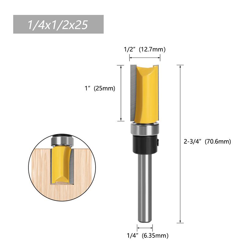 1/4 Handle Bearing Straight Knife Imitation Trimming Knife Woodworking Milling Cutter