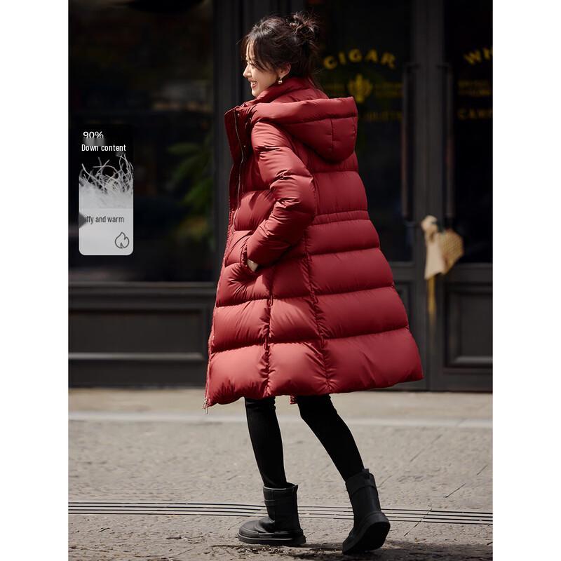 Elegant Waist-Cinching Mid-Length Winter Down Jacket S