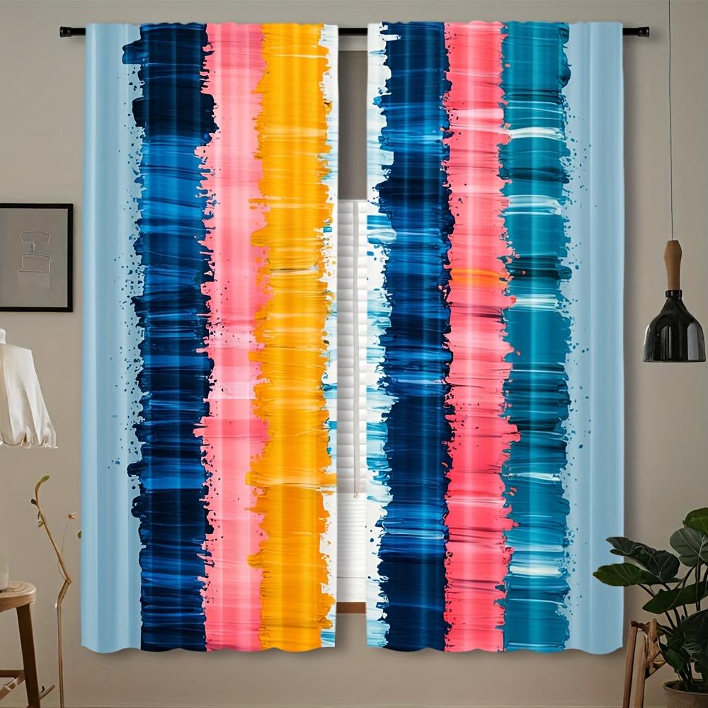 

2pcs Rod Pocket Curtains Contemporary Fashion Oil Painting Design Semi-Sheer Polyester Pongee Machine Washable Woven Decorat 100*130 HOOK 1pcs