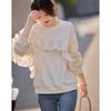 Demana French Lace Trim Round Neck Sweatshirt