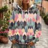 Women's Floral Print Long Sleeve Hoodie with Pockets and