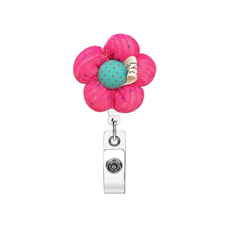 

Fabric Retractable Badge Small Red Flower Polka Dot Flower 360 Degree Easy-to-Pull Doctor Nurse Student Reel Badge розы красного