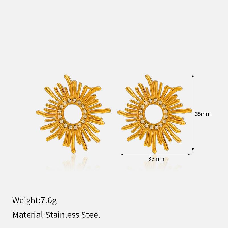 

Stainless Steel Sunflower Earrings For Women Luxury 18K Gold Flower Titanium Steel Stud Earrings Premium Ear Jewelry 1