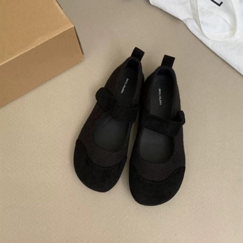 Mote Dames Mary Jane Ballerina Sko Nye Ekte Skinn Rund Tå Mary Jane Sko Lav Hæl Flate Grunne Ballett Slip-on Sko Myke Dame