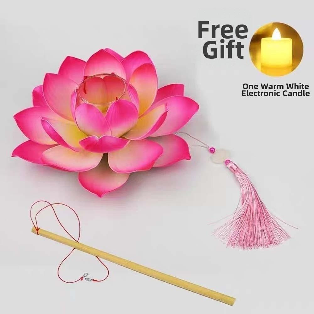 Ancient Style Lotus Lantern Creative Design Warm Light Flower Lamp Handmade Flower Elegant Tassel Handheld Light Dance Show