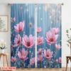 2pcs 2D flat printing Window Curtains flowers and plants1 Fabric Without Electricity Festive Holiday for All Occasions