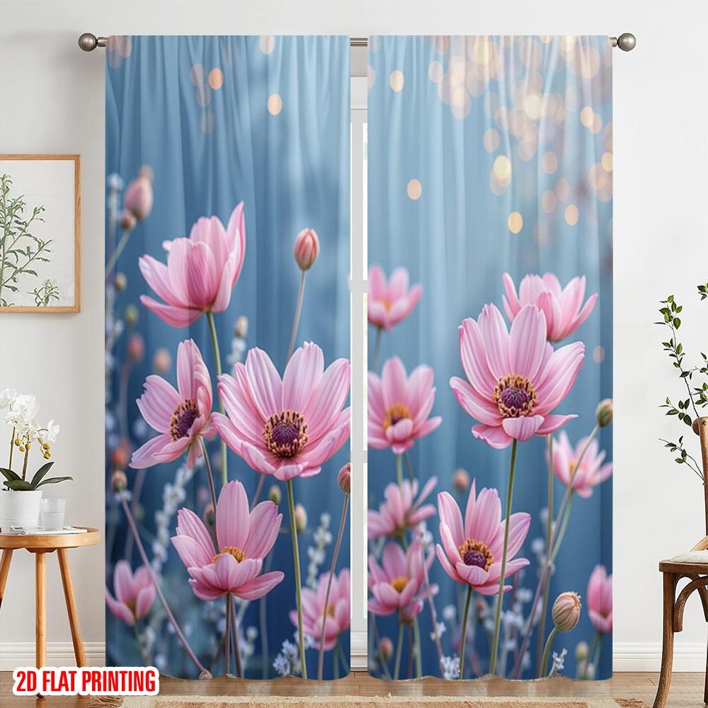 2pcs 2D flat printing Window Curtains flowers and plants1 Fabric Without Electricity Festive Holiday for All Occasions
